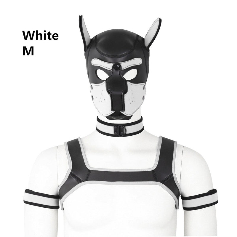 Dog Bondage Set With Restraints Hood Chest Belt Collar Arm Band For Pup Role Play