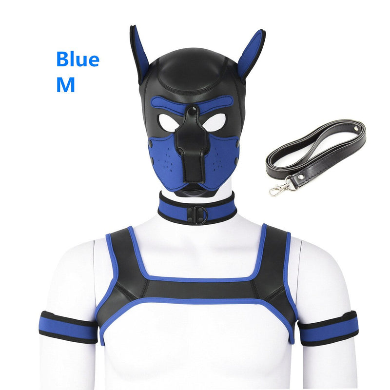Bondage Hood Chest Belt Arm Band Neck Collar Dog Roleplay Fantasy Harness Club Costume