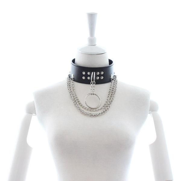 Collar Leather Harajuku Gothic Choker With Traction Ropes