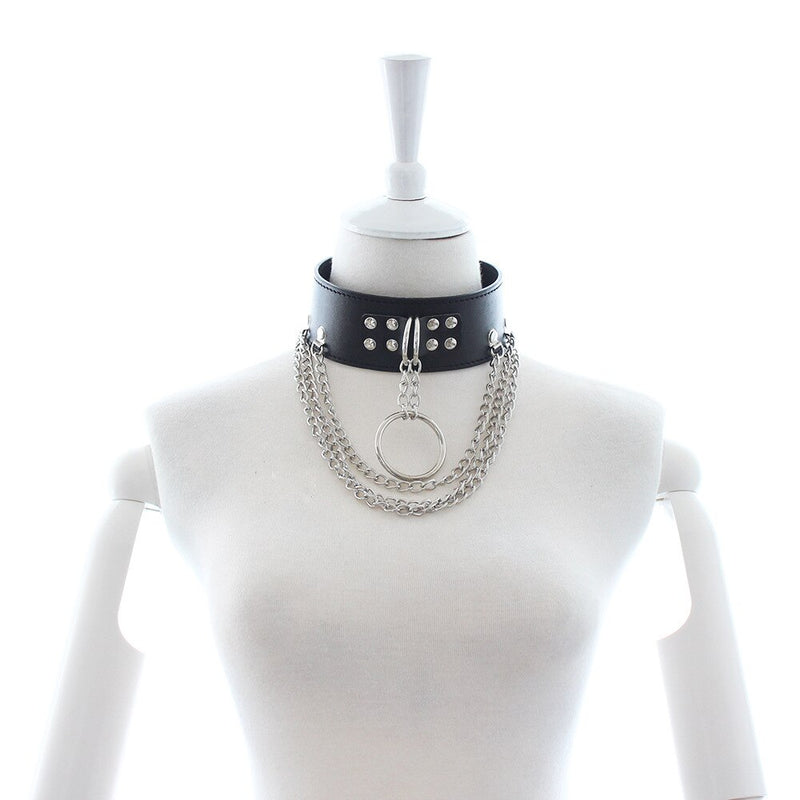Collar Leather Harajuku Gothic Choker With Traction Ropes