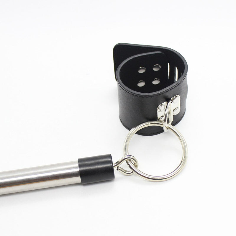 Leather Lockable Handcuffs Strap with Metal Spreader Bar
