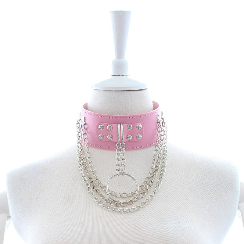 Collar Leather Harajuku Gothic Choker With Traction Ropes