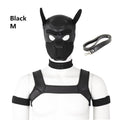 Bondage Hood Chest Belt Arm Band Neck Collar Dog Roleplay Fantasy Harness Club Costume