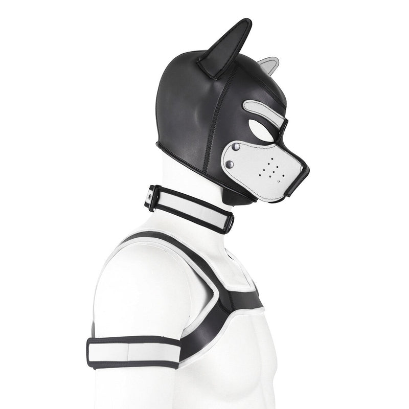 Dog Bondage Set With Restraints Hood Chest Belt Collar Arm Band For Pup Role Play