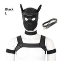 Bondage Hood Chest Belt Arm Band Neck Collar Dog Roleplay Fantasy Harness Club Costume