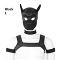 Dog Bondage Set With Restraints Hood Chest Belt Collar Arm Band For Pup Role Play