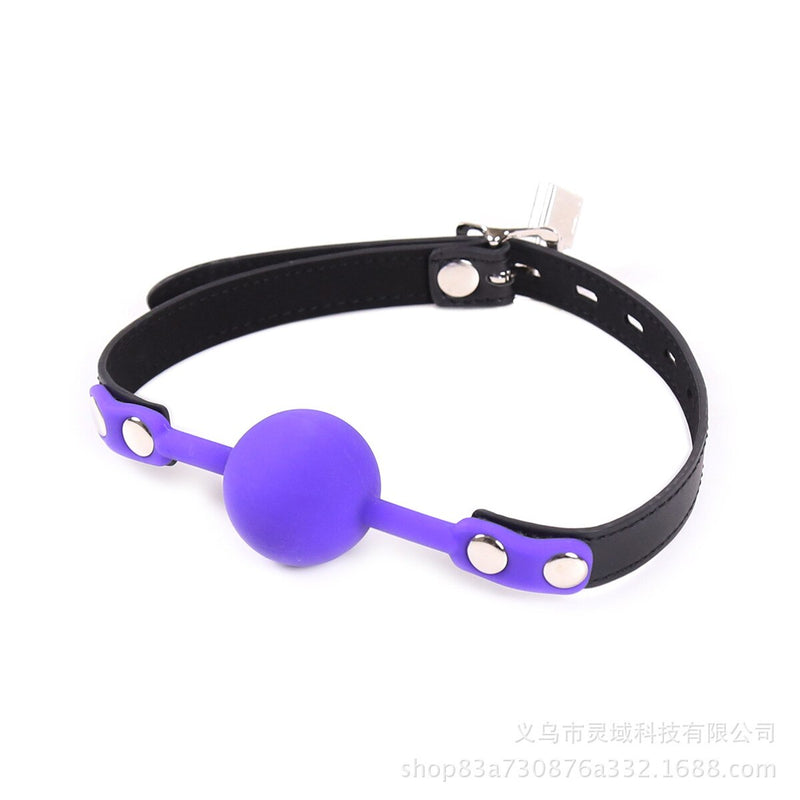 Silicone Safety Mouth Gag Ball With Leather Strap Lock