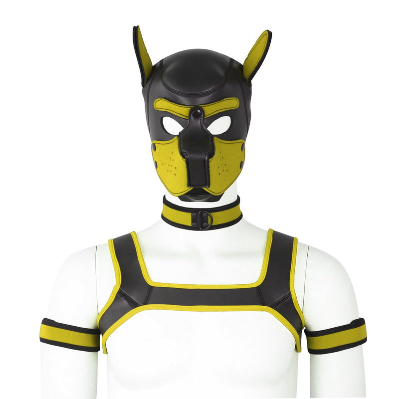 Bondage Hood Chest Belt Arm Band Neck Collar Dog Roleplay Fantasy Harness Club Costume