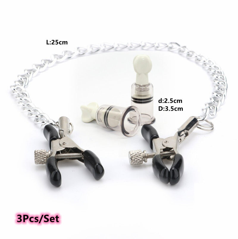 Stainless Steel Chain Nipple Milk Clips Simulator Sucker Breast Pump
