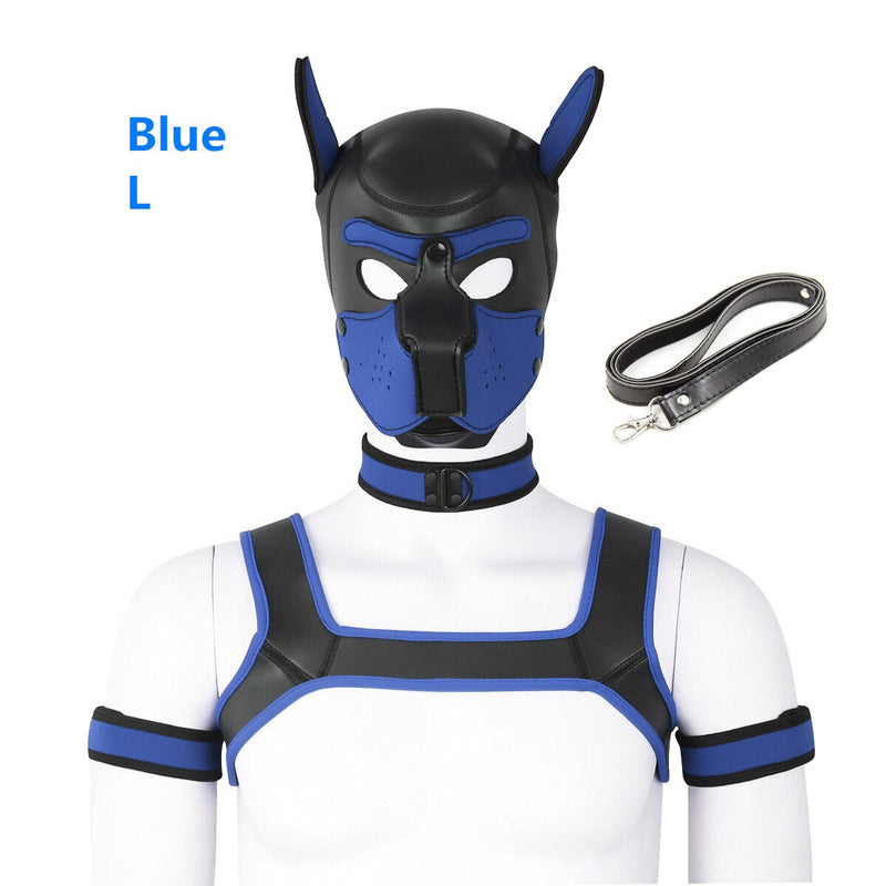 Bondage Hood Chest Belt Arm Band Neck Collar Dog Roleplay Fantasy Harness Club Costume