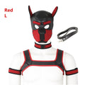 Bondage Hood Chest Belt Arm Band Neck Collar Dog Roleplay Fantasy Harness Club Costume