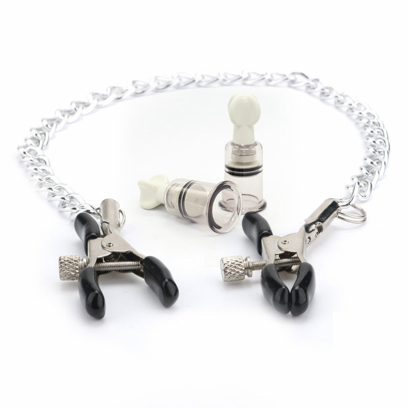 Stainless Steel Chain Nipple Milk Clips Simulator Sucker Breast Pump