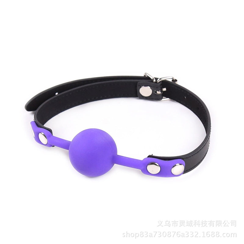 Silicone Safety Mouth Gag Ball With Leather Strap Lock