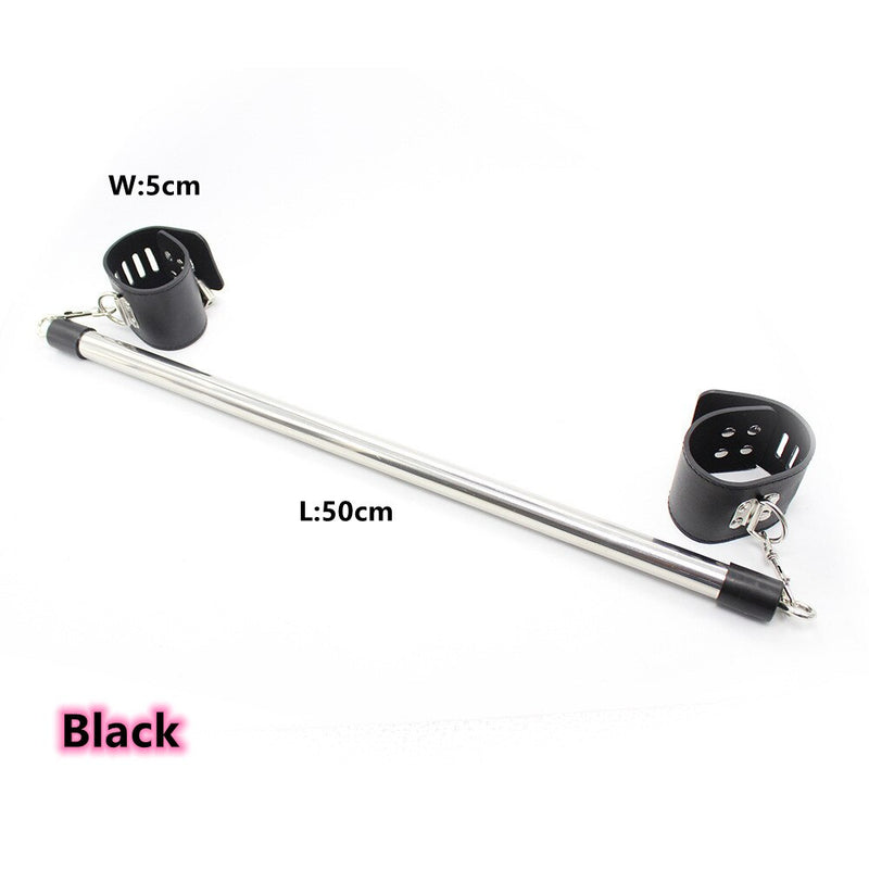 Leather Lockable Handcuffs Strap with Metal Spreader Bar