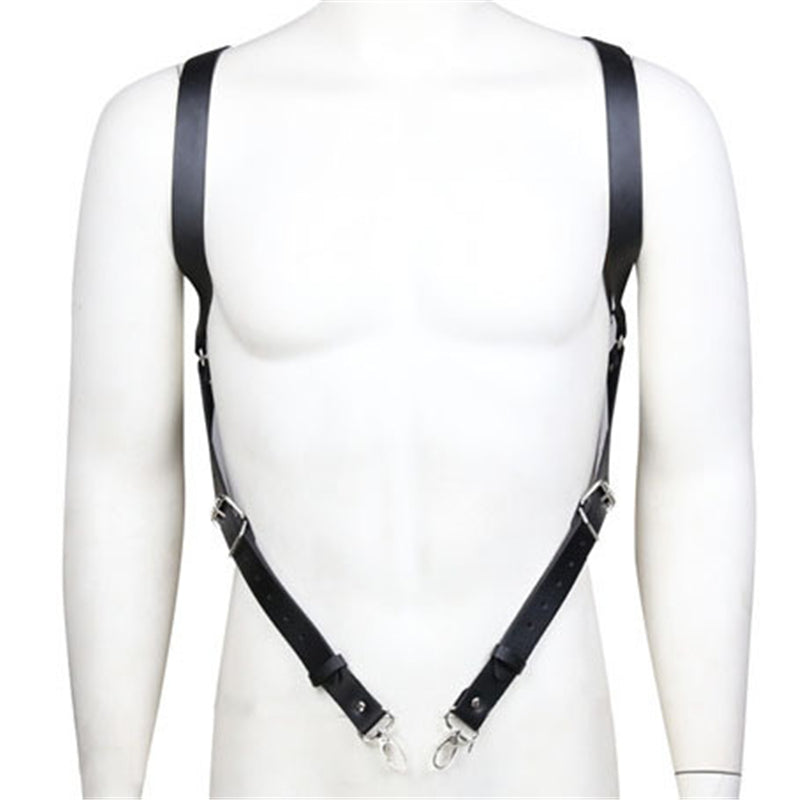 Fetish Men Leather Chest Harness Suspenders Bondage Body Shoulder Harness Belts Strap